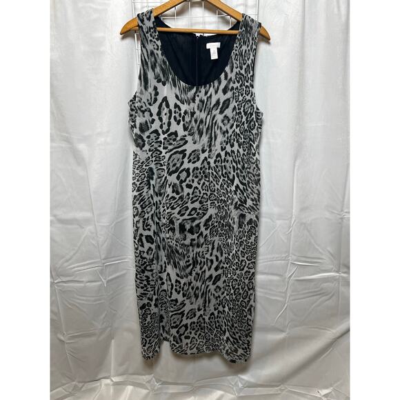 Chico's Gray Chiffon Animal Print Maxi Tank Dress 2 - Picture 1 of 7